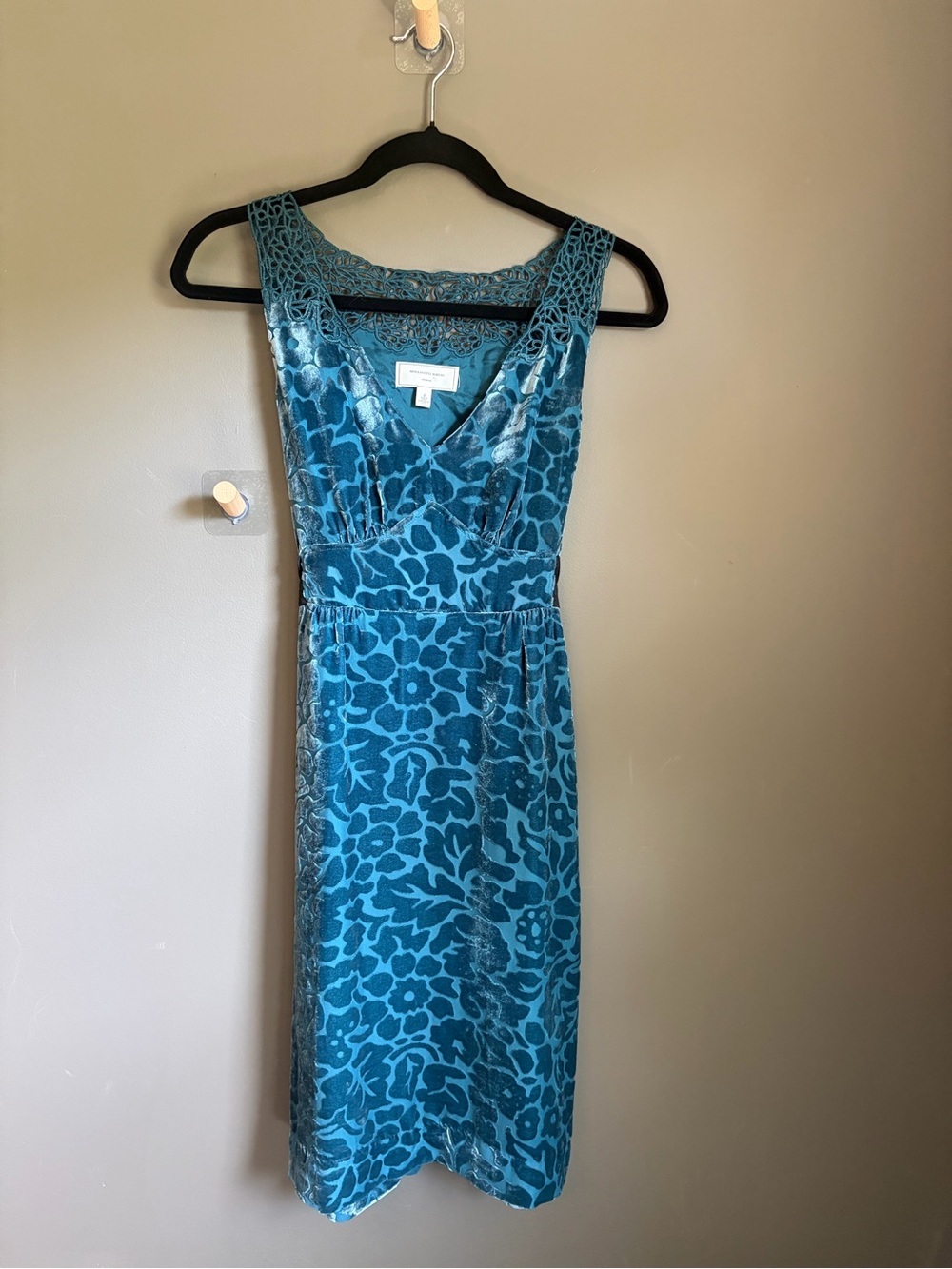 NWOT Moulinette Soeurs Blue Velvet Floral Sleeveless Dress